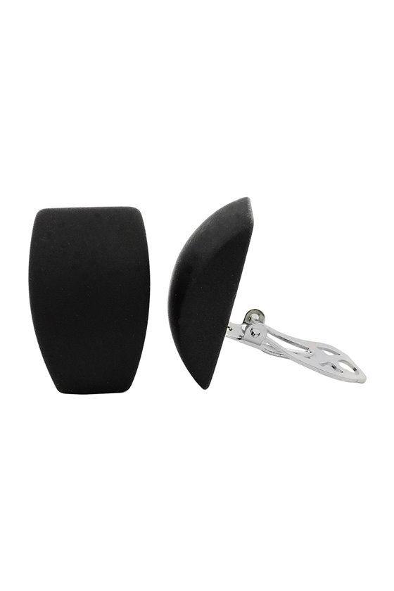 CLIP-ON EARRING TRAPEZIUM BLACK MATTE