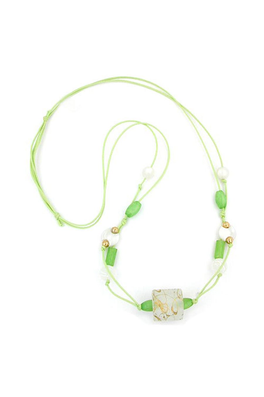 NECKLACE BEADS MINT-WHITE 100CM