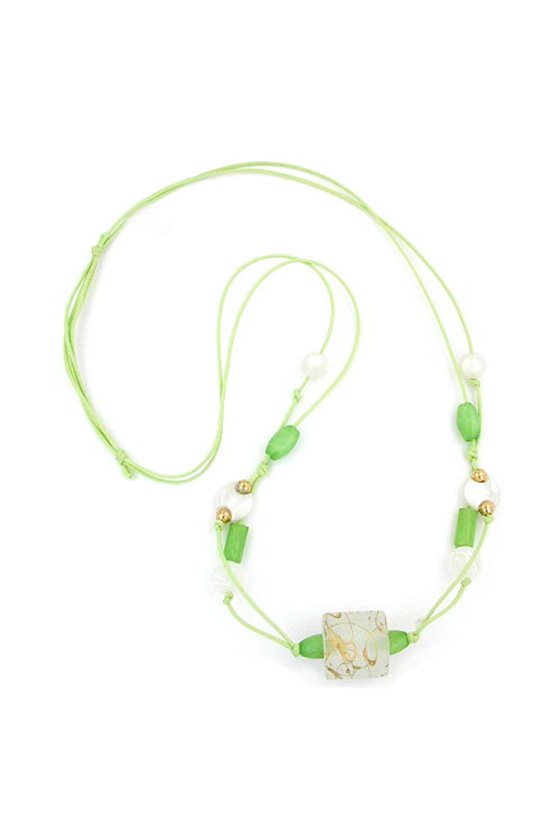 NECKLACE BEADS MINT-WHITE 100CM