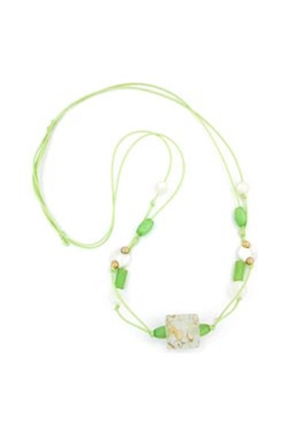 NECKLACE BEADS MINT-WHITE 100CM