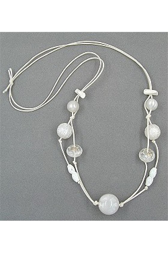 NECKLACE BEADS WAX-WHITE