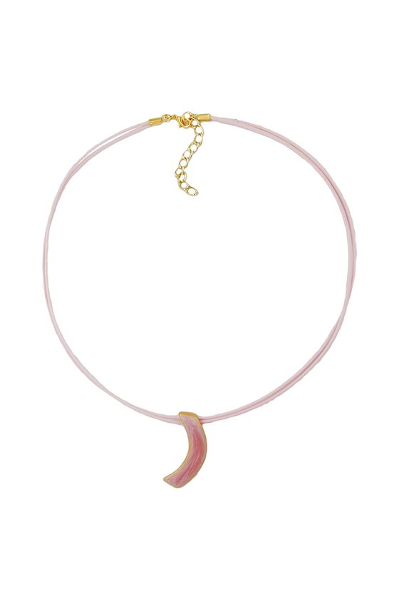 NECKLACE SICKLE PINK-GOLD 42CM