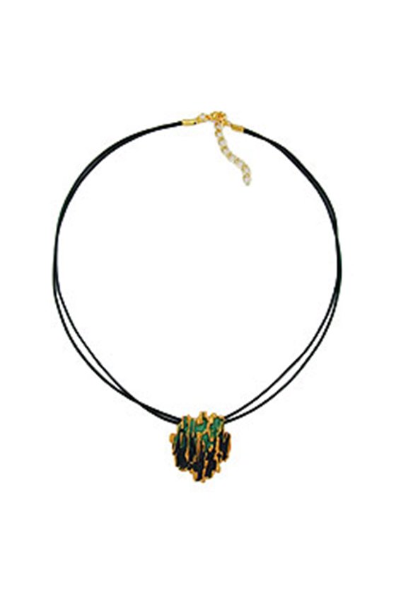 NECKLACE TREE BARK DESIGN DARK GREEN/ GILDED