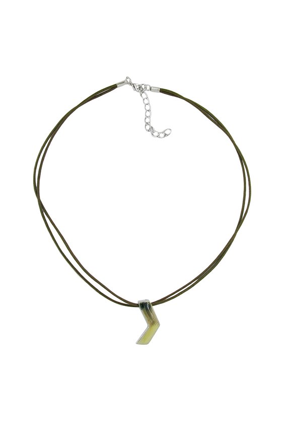 NECKLACE BOOMERANG PENDANT GREEN MARBLED