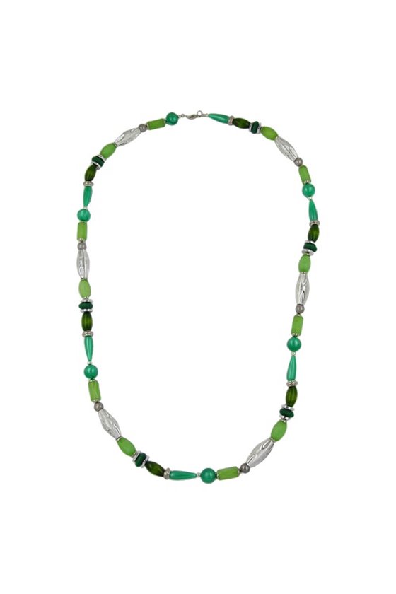 NECKLACE BEADS MINT-SILK 90CM