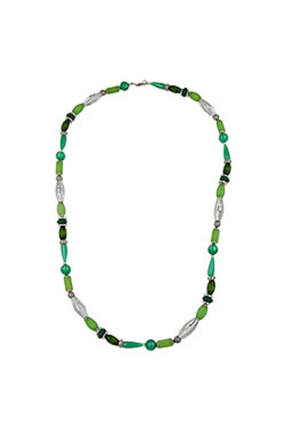 NECKLACE BEADS MINT-SILK 90CM