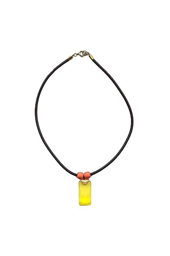 NECKLACE YELLOW PENDANT ORANGE/ MATTE POLISHED