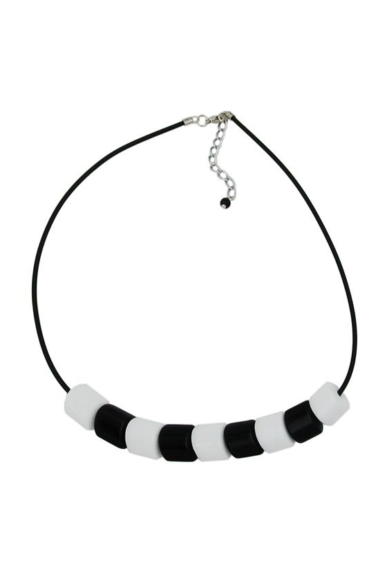NECKLACE TILT-PEARL BLACK-WHITE 45CM