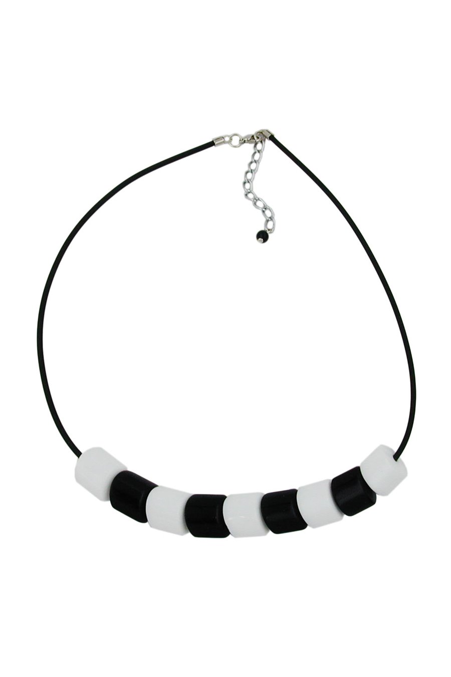 NECKLACE TILT-PEARL BLACK-WHITE 45CM