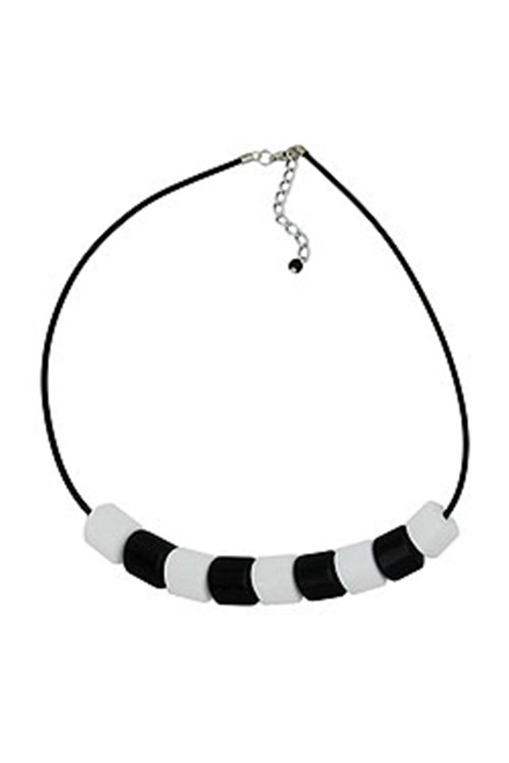 NECKLACE TILT-PEARL BLACK-WHITE 45CM