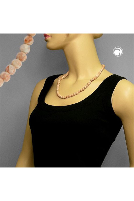 NECKLACE BEADS 8MM BEIGE MARBLED