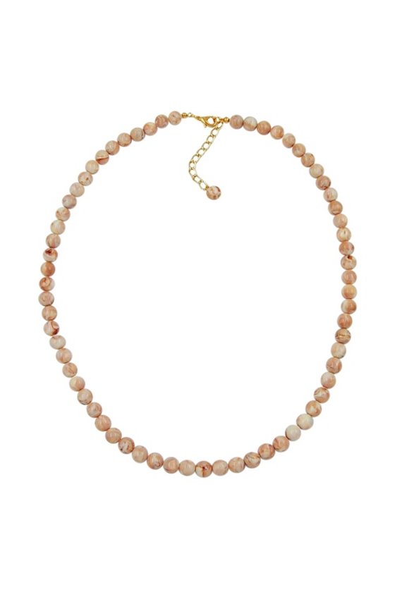 NECKLACE BEADS 8MM BEIGE MARBLED