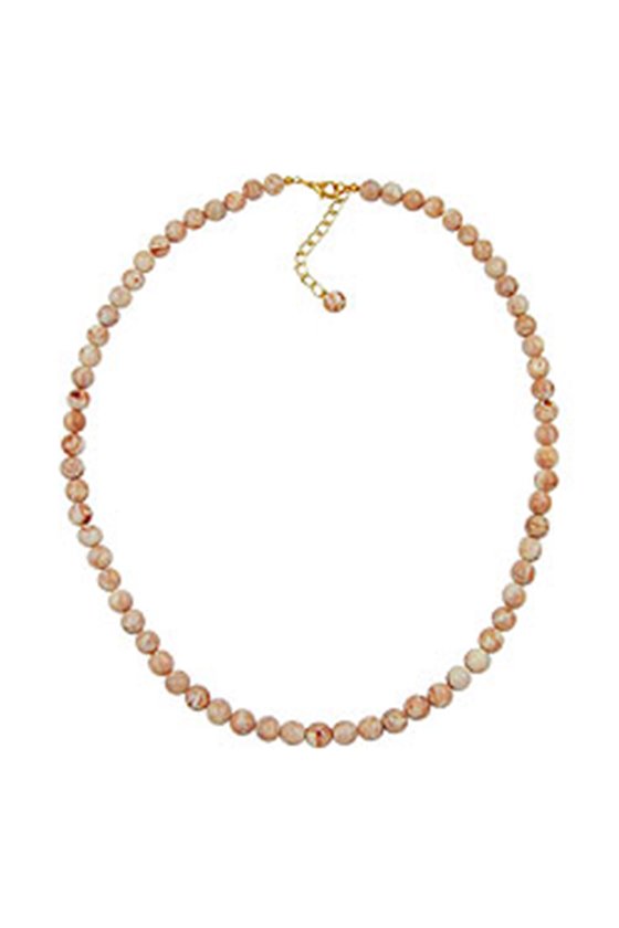 NECKLACE BEADS 8MM BEIGE MARBLED