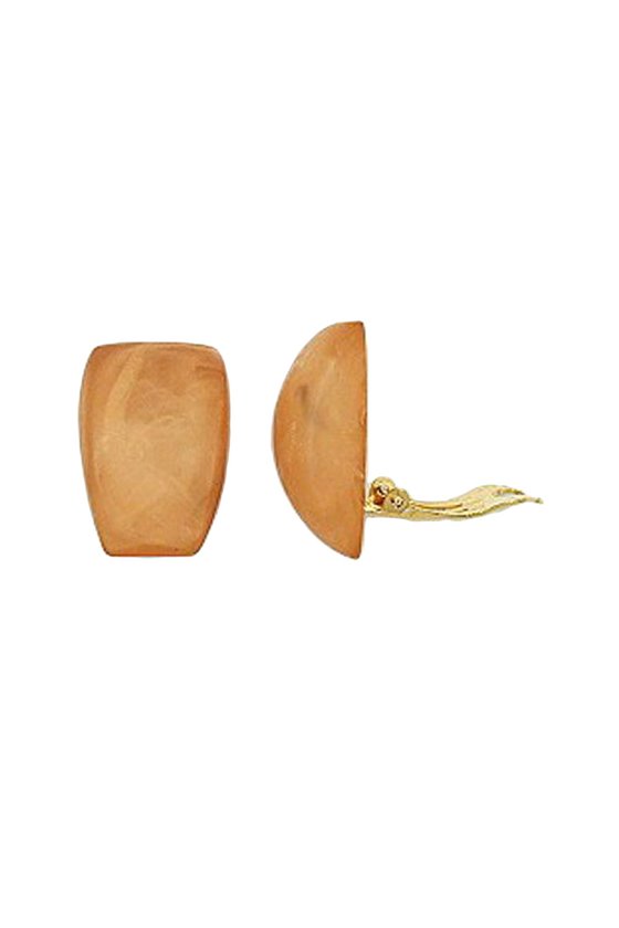 CLIP-ON EARRING TRAPEZIUM BEIGE MARBLED MATTE