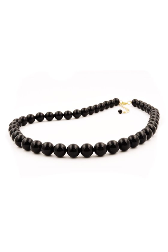 NECKLACE BEADS 8MM SHINY BLACK