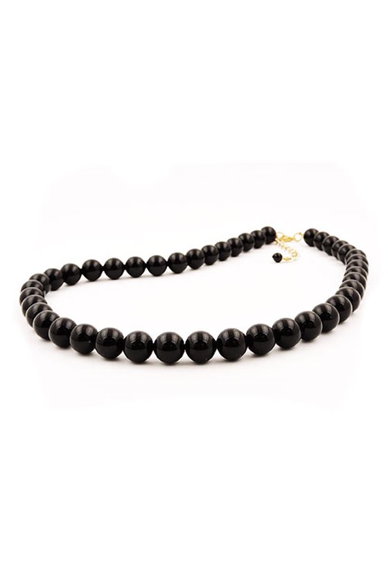 NECKLACE BEADS 8MM SHINY BLACK