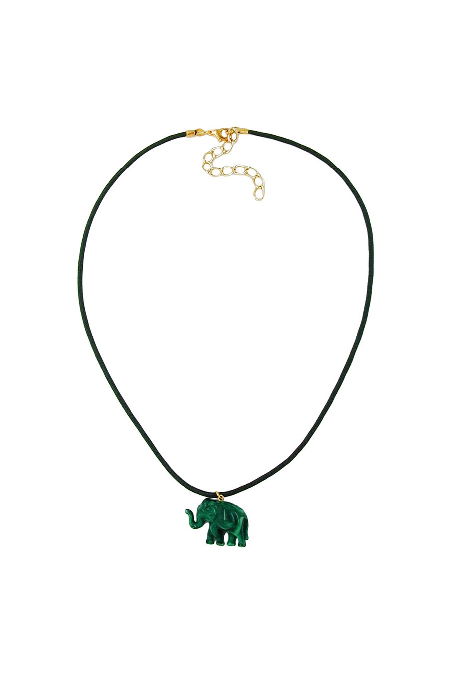 NECKLACE ELEPHANT TINY DARK GREEN MARBLED