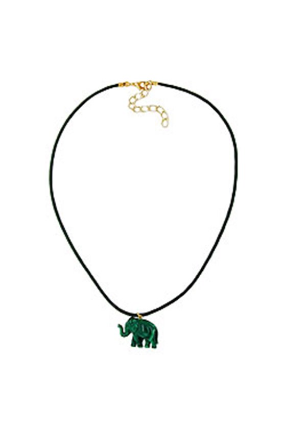 NECKLACE ELEPHANT TINY DARK GREEN MARBLED
