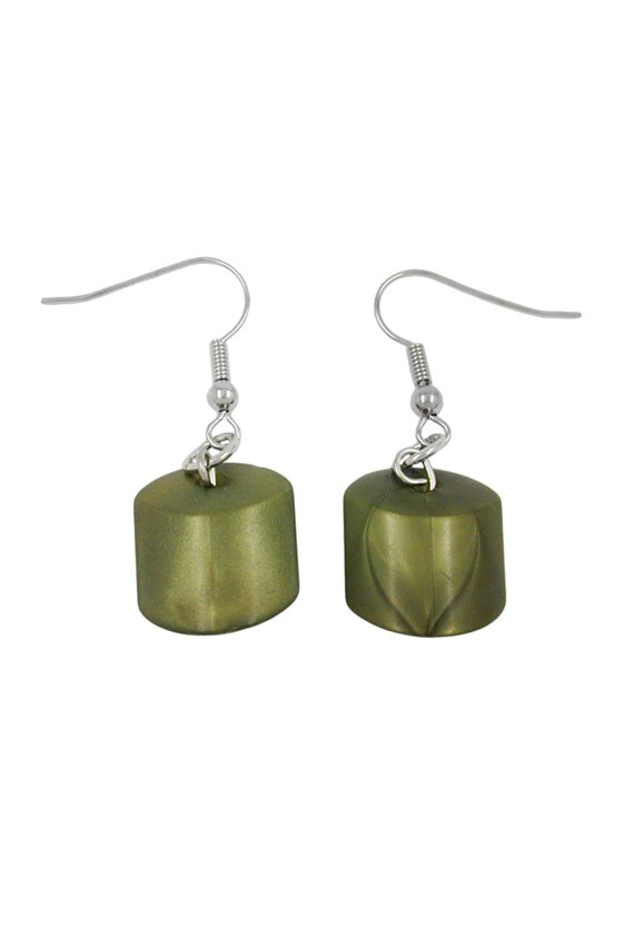 HOOK EARRINGS SLANTED BEAD BROWN