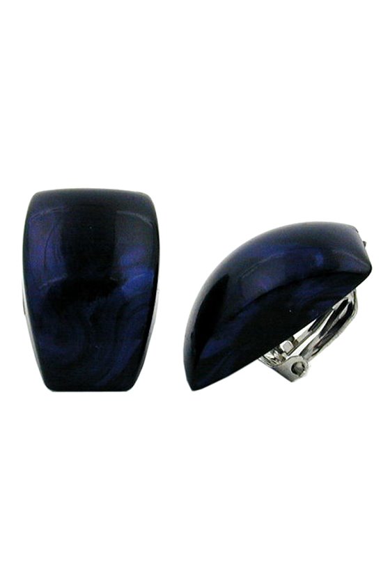 CLIP-ON EARRING DARK BLUE MARBLED