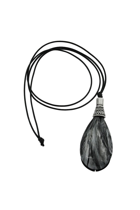 NECKLACE DROP SHAPE BLACK-SILVER-GREY