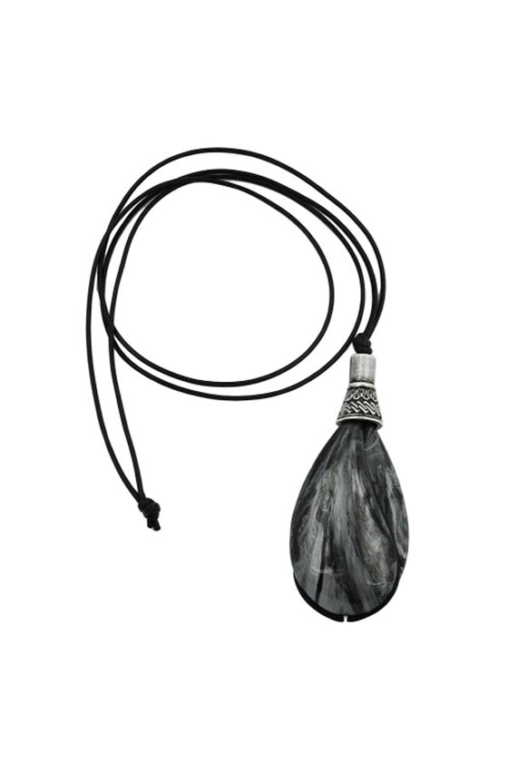 NECKLACE DROP SHAPE BLACK-SILVER-GREY