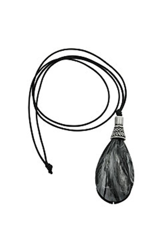NECKLACE DROP SHAPE BLACK-SILVER-GREY