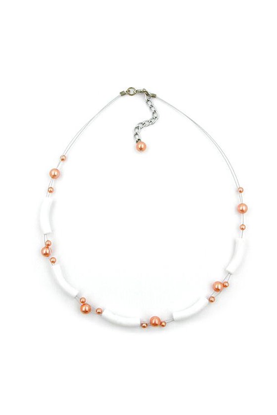 NECKLACE BEADS WHITE APRICOT