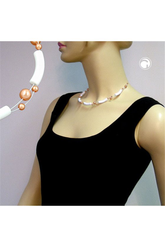 NECKLACE BEADS WHITE APRICOT