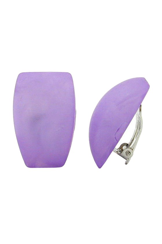 CLIP-ON EARRING TRAPEZIUM LIGHT PURPLE MATTE