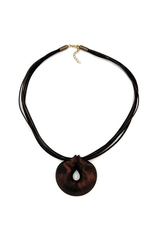 NECKLACE AMULET BROWN-METALLIC 55CM