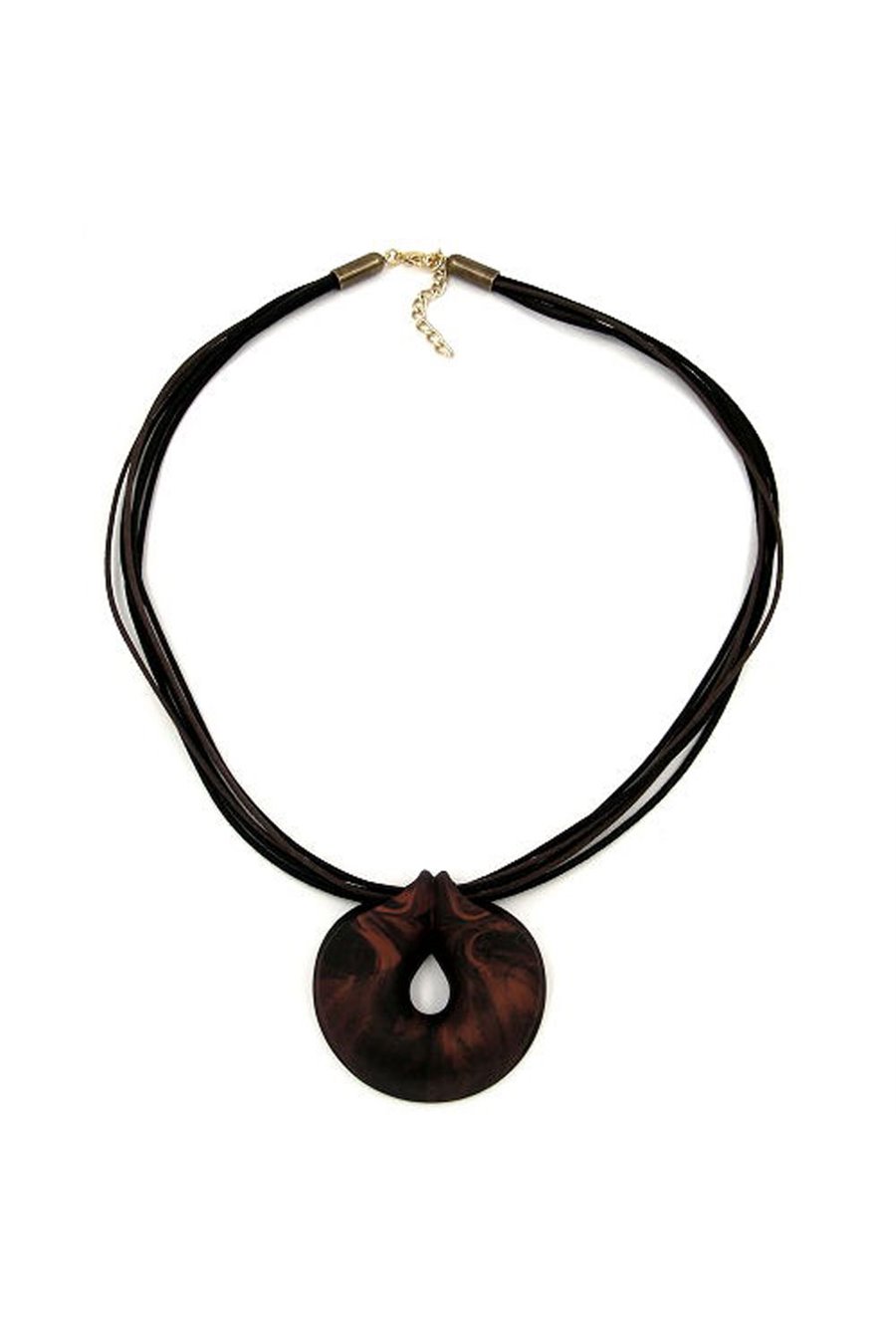 NECKLACE AMULET BROWN-METALLIC 55CM