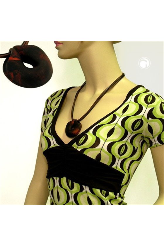 NECKLACE AMULET BROWN-METALLIC 55CM