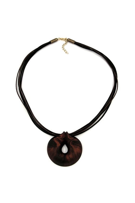 NECKLACE AMULET BROWN-METALLIC 55CM