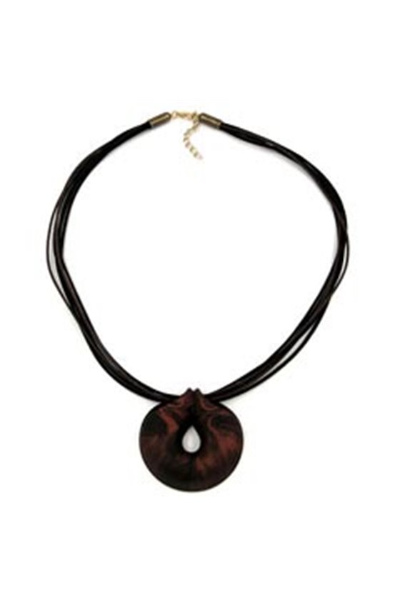 NECKLACE AMULET BROWN-METALLIC 55CM