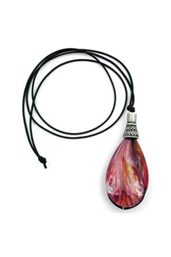 NECKLACE DROP RED-MARBLED-MATT 100CM