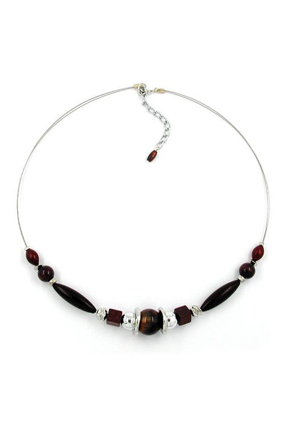 NECKLACE DARK BROWN SILKY-SHINY 50CM