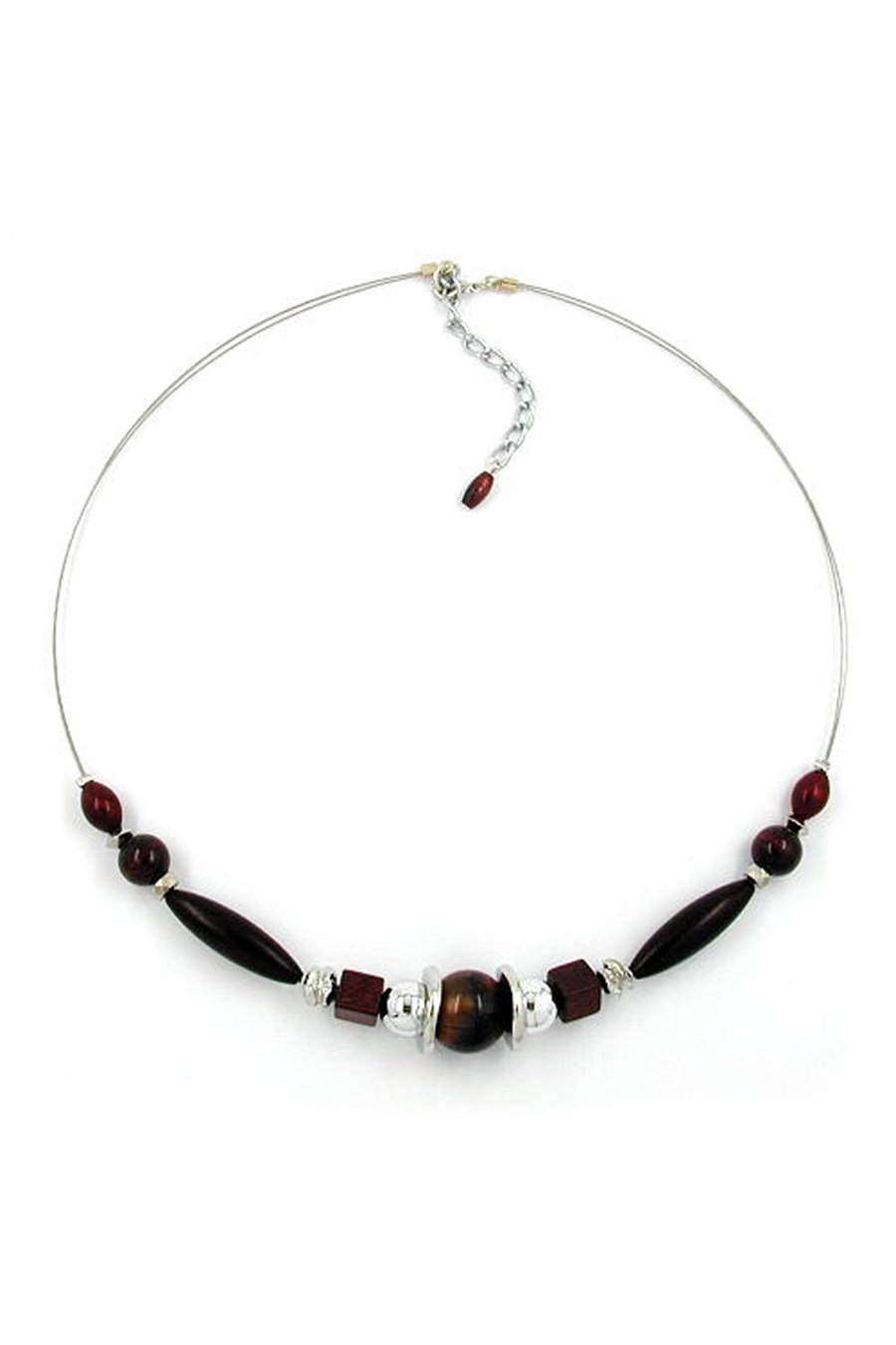 NECKLACE DARK BROWN SILKY-SHINY 50CM