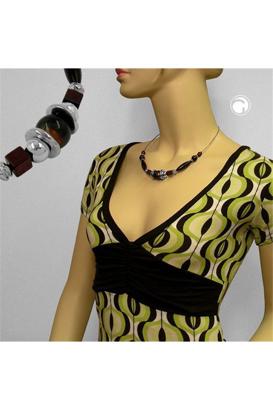 NECKLACE DARK BROWN SILKY-SHINY 50CM