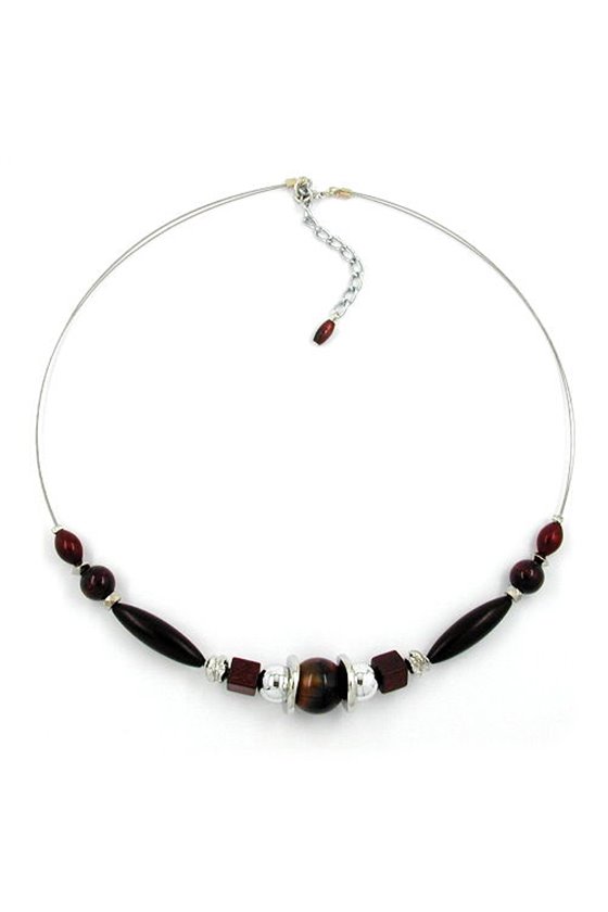 NECKLACE DARK BROWN SILKY-SHINY 50CM