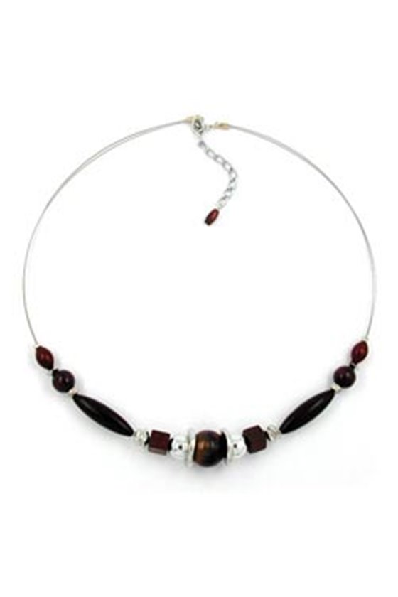 NECKLACE DARK BROWN SILKY-SHINY 50CM