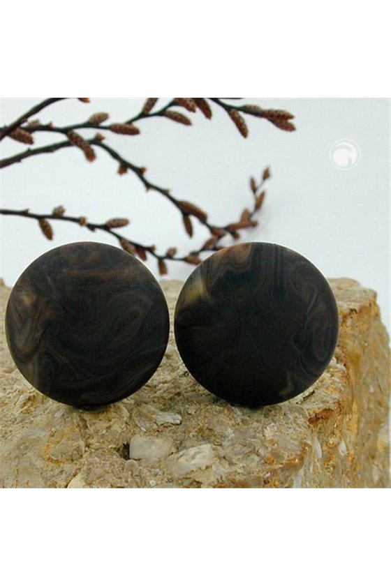 EARRING CLIP DARK-BROWN-MARBLED MATTE