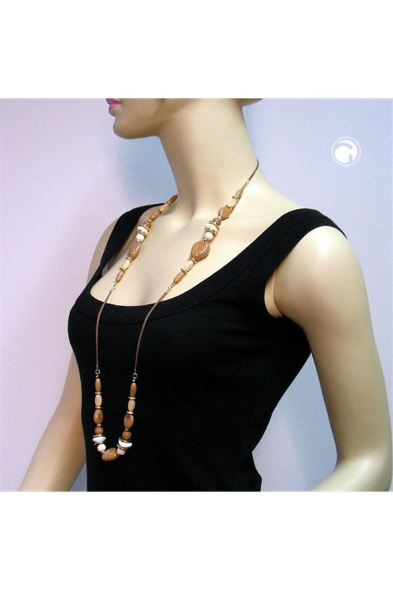 NECKLACE BEADS BROWN 100CM
