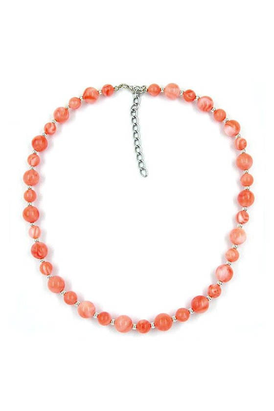 NECKLACE BEADS SALMON-WHITE 45CM