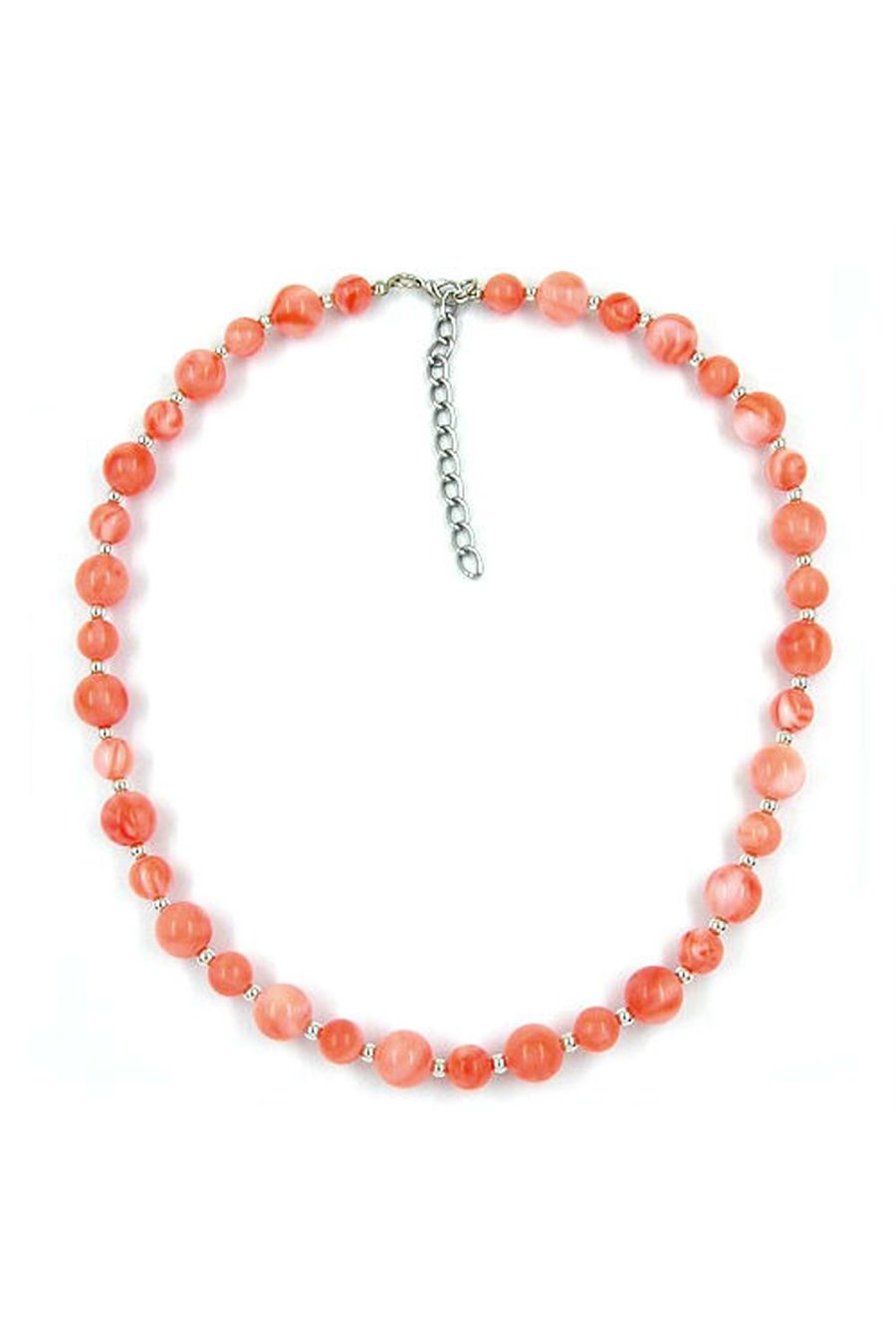 NECKLACE BEADS SALMON-WHITE 45CM