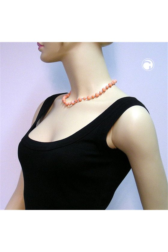 NECKLACE BEADS SALMON-WHITE 45CM