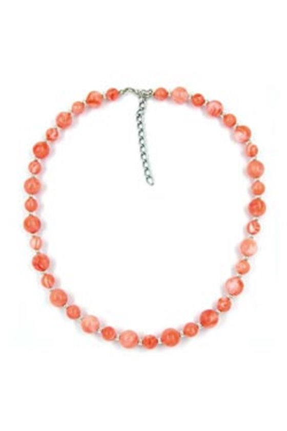 NECKLACE BEADS SALMON-WHITE 45CM