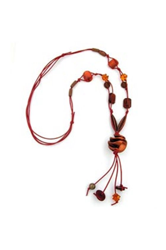 NECKLACE SPIRAL BEADS BROWN 100CM