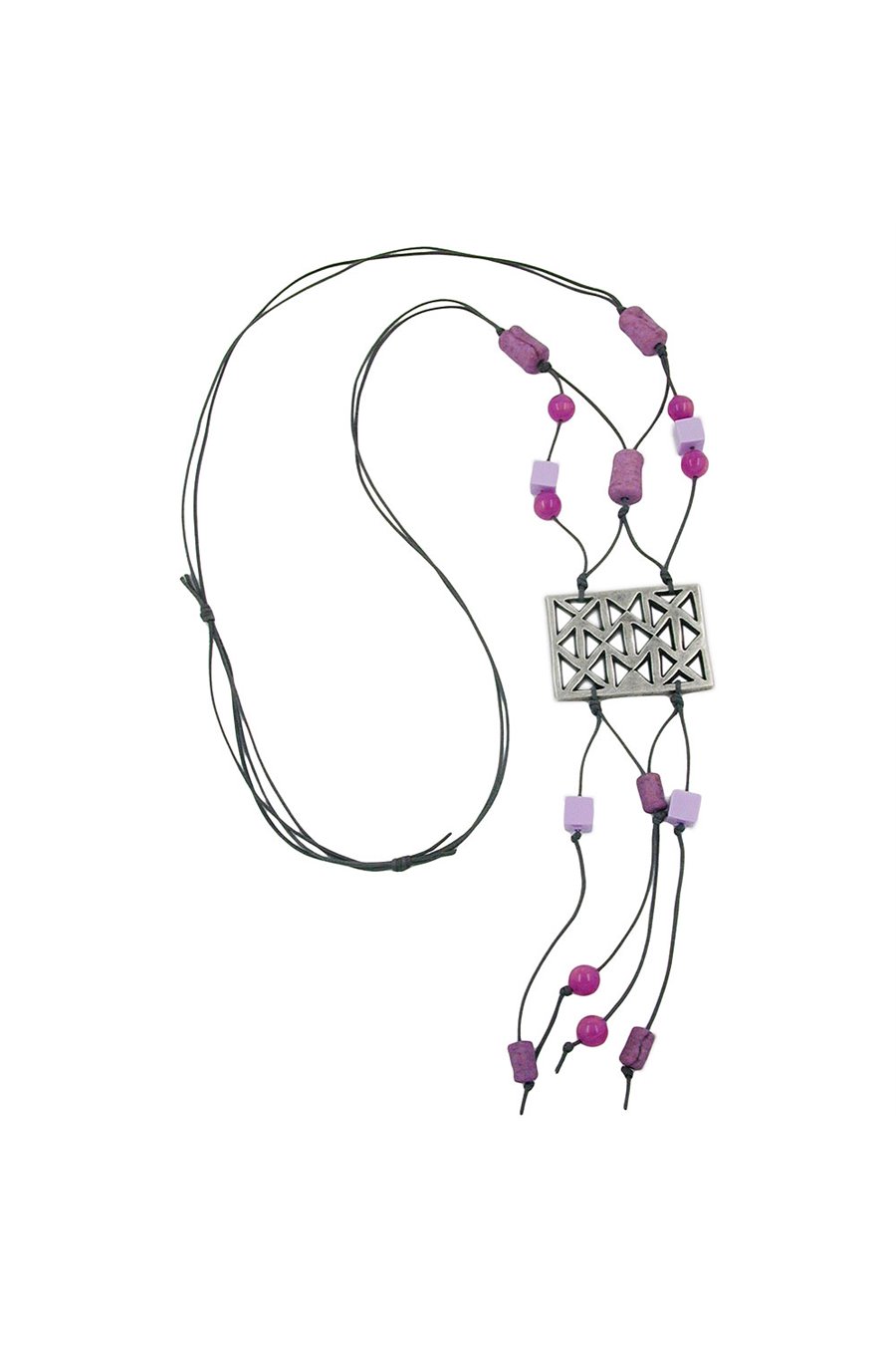 NECKLACE SILVER-COLOURED PURPLE 90CM