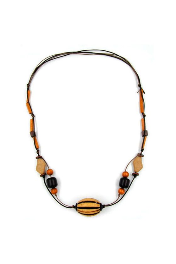 NECKLACE LARGE BEADS BROWN 110CM